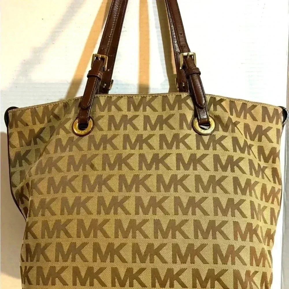 Michael Kors Mk Signature Print Canvas Tote Handb… - image 3